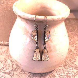 Earrings Vintage Diamond Moon Shaped. antique ear